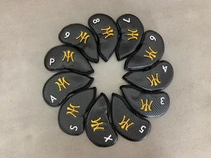 Miura Golf Headcover Iron Black Carbon with yellow Logo