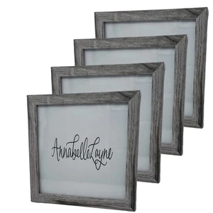 Picture Frames Lot of 4 Rustic Distressed Grey Wood Display 8x8 Gallery Wall - Picture 1 of 3