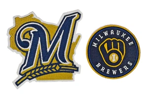 (2) Milwaukee Brewers MLB Team Logo Embroidered 4in Iron / Sew-On Patch - Picture 1 of 5