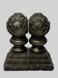 Vintage French Country Style Finial Book Ends Set Heavy With Felted Bottoms - Picture 1 of 6