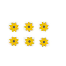Adams  Summer Decor - Small Wood Yellow Daisy Charm Shapes 6pc Set