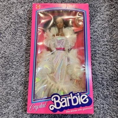VTG 1983 Crystal African American Mattel Barbie Doll in Box Feather Gown in Box - Image 1 of 4
