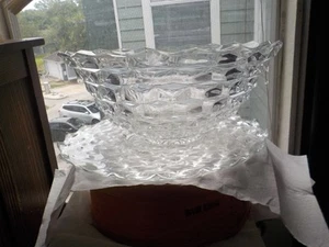 Fostoria American Large 18" American Clear Glass Punch Bowl and Platter - Picture 1 of 6