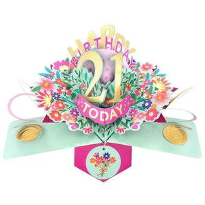 Happy 21st Birthday 21 Today Pop-Up Greeting Card Love Kate's Pop Up Cards Her - Picture 1 of 3