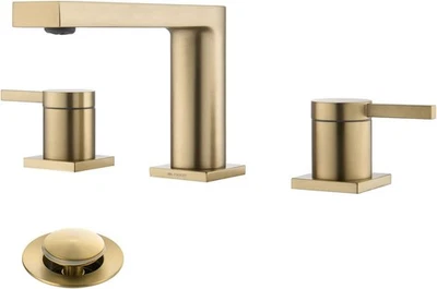 Luxury Brass Modern Widespread Bathroom Sink Aerator Spout, Brushed Gold  - Image 1 of 4