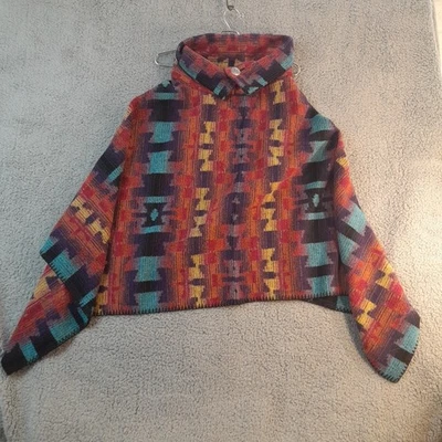 Rhonda Stark Womens Wool Blend Southwestern Cape Poncho OSFM USA Made - Image 1 of 4