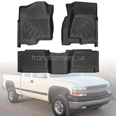 Tapetes forros de TPE para Silverado/Sierra 1500/2500 1999-2006 cabina extendida negro Foto 1 de 4