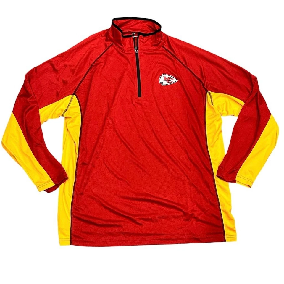 Kansas City Chiefs Men's 3XLT Red Quarter-Zip Varsity Jacket - Image 1 of 4