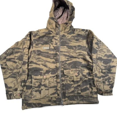 Columbia Monarch Pass Gallatin Range Wool Blend Hooded Jacket Camo Mens Large - Image 1 of 4