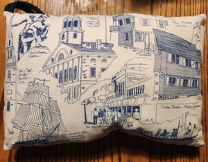 Vintage Boston Landmarks Pillow 1988 Hart Design Studio 1988 Blue White Made USA - Picture 1 of 12