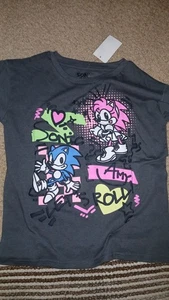 SONIC THE HEDGEHOG-T-SHIRT-NEW-TAGS-GREY-SIZE MEDIUM-10/12 -LET'S ROLL - Picture 1 of 5
