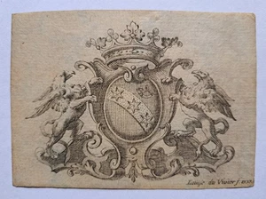 EX LIBRIS ARMORIE DE PHILIBERT BERNARD DE LAVERNETTE / GRAV. DU VIVIER / 1737. - Picture 1 of 2