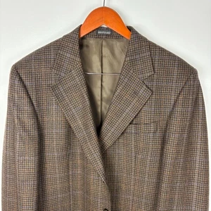 Stafford Mens Brown Houndstooth Wool Cashmere Blazer Jacket Size 42R - Picture 1 of 7