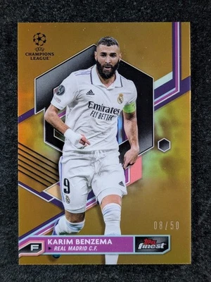 2022-23 Topps Finest UEFA KARIM BENZEMA 8/50 Gold Refractor Real Madrid #5 - Image 1 of 3