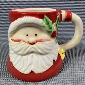 Taza Cabeza Cara Papá Noel Retro Navidad Campana Forma Cerámica Con Muérdago 12oz - Imagen 1 de 6
