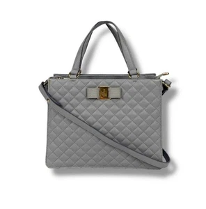 Salvatore Ferragamo 2WAY Shoulder Bag Quilted Gray Large Capacity Used Japan - Picture 1 of 10