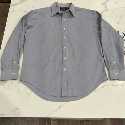 Camisa de vestir American Living de colección para hombre azul blanco a rayas con botones 16-34/35 Foto 1 de 4