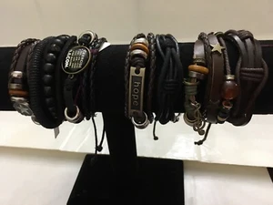 7 Stück Leder Kordelzug Verstellbare Armbänder-Unisex-US-Verkäufer-111 - Bild 1 von 2