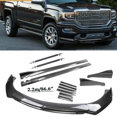 Carbon Fiber Front Bumper Lip Spoiler Splitters Body Kit For GMC Sierra 1500 Foto 1 de 4