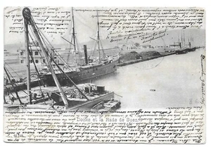 F3153 VECCHIA CARTOLINA ISMAILIA EGITTO BANCHINE ET LA RADE DE SUEZ BARCA, SPEDIZIONE IN FRANCIA - Foto 1 di 2