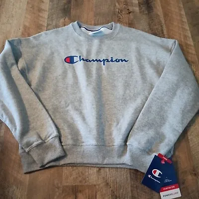 Champion Sweatshirt Women's S Small Gray Casual Long Sleeve Crew Neck Sweater • 14.38€