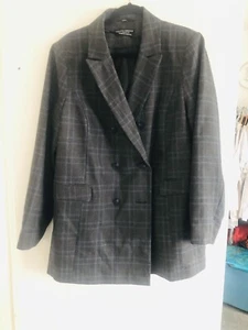 Dorothy Perkins Womens Plus Size GreyCheck Blazer Jacket Size 18 - Picture 1 of 3