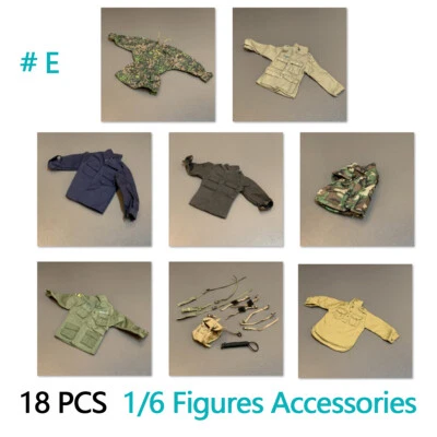 Lote de 18 camisas batas chaqueta de infantería alemana a escala 1:6 de la Segunda Guerra Mundial para juguete de soldado de 12"" Foto 1 de 4