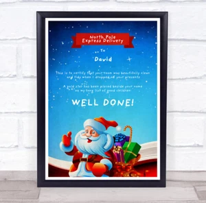 North Pole Express Delivery Tidy Room Blue Christmas Letter Certificate - Picture 1 of 1