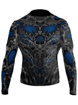 Raven Fightwear Men's Biomechanical BJJ Rash Guard MMA Blue  - Image 1 of 3