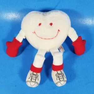 Vintage Commonwealth Valentine weißes Herz Plüsch rote Arme Beine Lächeln Liebe 1990 - Bild 1 von 6