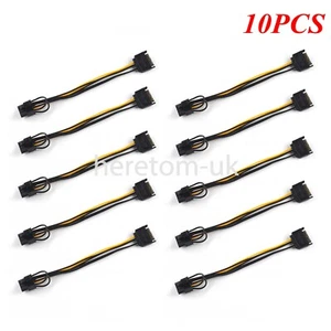 10x 15Pin SATA Male to 8-Pin (6+2Pin) PCI-Express Video Card Power Adapter Cable - Picture 1 of 8
