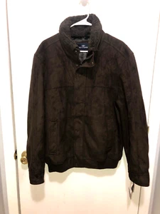 NWT Dockers Faux Suede Shearling Lined Bomber Jacket Mens Large Brown $200 MSRP - Picture 1 of 4