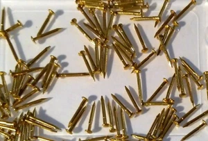 Real brass nail 10mm x 1.1mm panel pin dolls house NOT STEEL round head 2.25mm - Picture 1 of 1