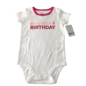 Baby Infant Girls 12 Months Carter's Pink Embroidered My First Birthday Bodysuit - Picture 1 of 8