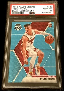 2019 Mosaic Tyler Herro Blue Fluorescent Prizm #/15 RC Rookie SSP PSA 10 💎 - Picture 1 of 3