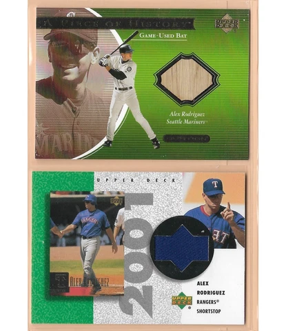 Alex Rodriguez Game Used BAT Card, Game Used JERSEY Card, 2 CARDS LOT Cover