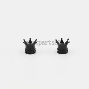 2Pcs Black Crown Tire Wheel Stem Air Valve Caps Car Truck Hot Rod Motorcycle New - Picture 1 of 4