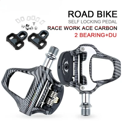 Road Bike Pedal Carbon Fiber Pattern Bearings Self-Locking Professional Pedals - Image 1 of 4