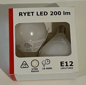 Lot of 2 (4 Bulbs) Ikea RYET LED Bulb E12 200 lumen 2700 K 2.2 W 203.887.31 - Picture 1 of 2