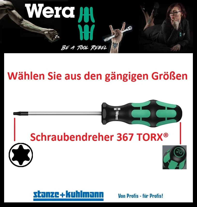 WERA Schraubendreher 367 TORX® Stern Torx TX T 5,6,7,8,9,10,15,20,25,27,30 + 40  - Bild 1 von 1