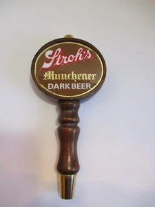 Vintage Stroh's Munchener Dark Beer Double Sided Wood Tap Handle 7 1/2" Tall Bar - Picture 1 of 8