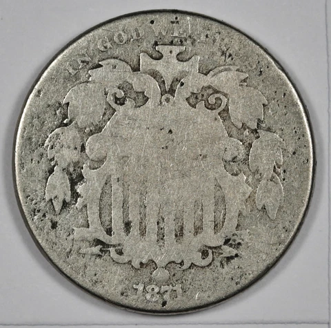 1871 Shield Nickel.  Good Detail.  181988 Cover