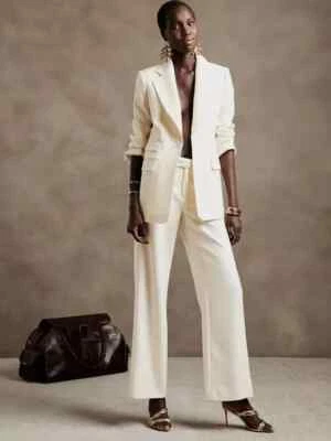 Banana Republic Lido Wide Leg Italian Wool Pant Cream NWT $150 10P 10 Petite - Image 1 of 4