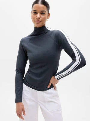 Sale! athleta - Renew Seamless Mock Neck Stripe Logo Top - Free shipping - Image 1 of 4