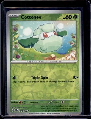 Cottonee SV05: Temporal Forces Pokémon 014/162 Reverse Holo NM+ - Image 1 of 2