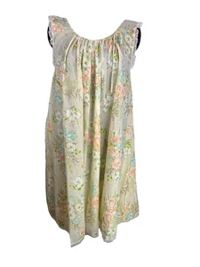 Vintage Lord & Taylor Nachthemd Baumwolle Rose Blumen Spitze Cottagecore Gr. Lg Brust 42 - Bild 1 von 10