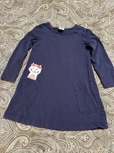 Hanna Andersson Kitty Cat Dress with Pockets EUC Navy Kitten Size 100 cm 4 - Picture 1 of 3