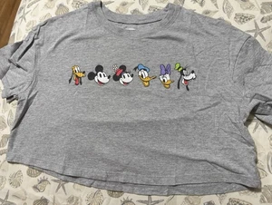 Preowned Disney Fab Five Gray Crop Top Kids Youth Size 8 Medium Mickey Mouse - Picture 1 of 3