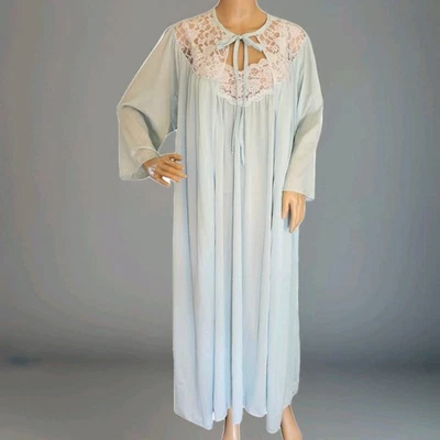 Conjunto de vestido e roupão vintage Peignoir década de 1970 azul pálido  - Imagem 1 de 4