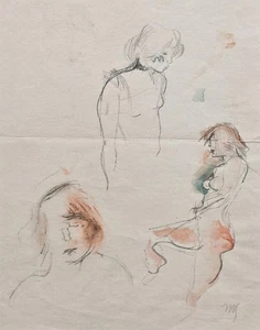 Max Schwimmer Mujer Akt Realismo Expresivo Dresden sign color Lápiz siglo 20 - Imagen 1 de 1